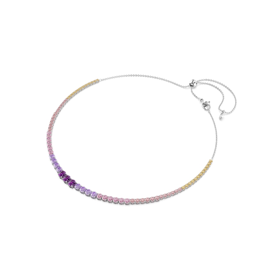 Necklace, Gradient of round cuts, Multicolored, Rhodium plated Matrix Swarovski 2
