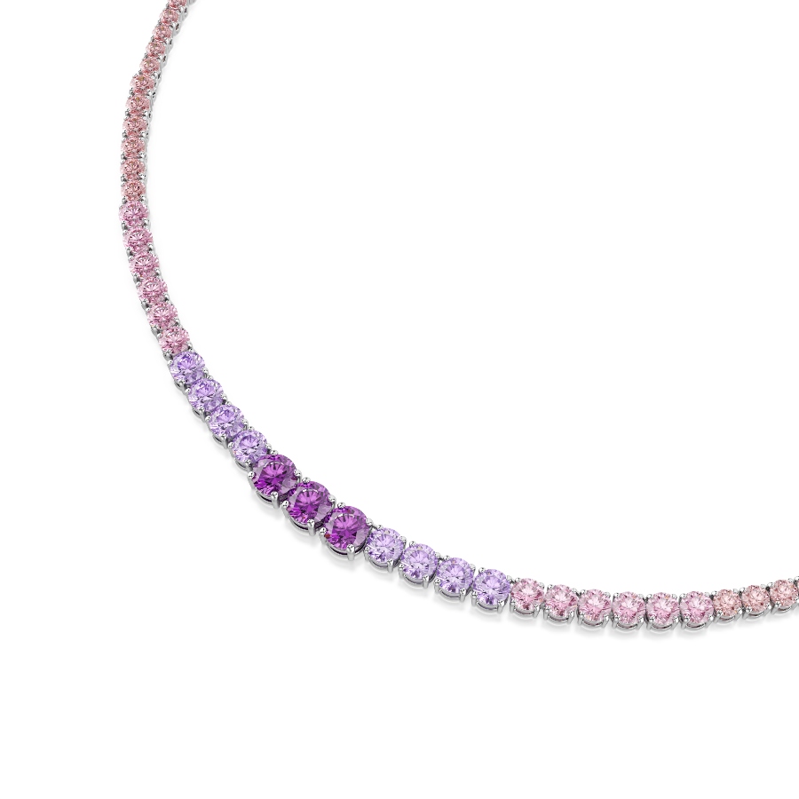 Necklace, Gradient of round cuts, Multicolored, Rhodium plated Matrix Swarovski 4
