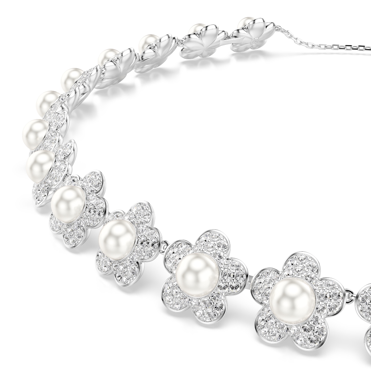 Choker, Crystal pearl, Round cut, White, Rhodium plated Ariana Grande x Swarovski Swarovski 4
