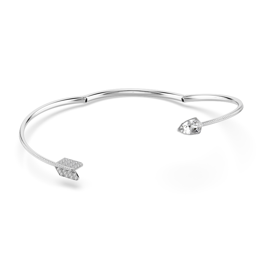 Choker, Mixed cuts, Arrow, White, Rhodium plated Idyllia Swarovski 3