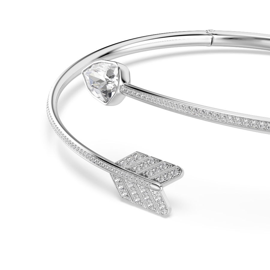 Choker, Mixed cuts, Arrow, White, Rhodium plated Idyllia Swarovski 4