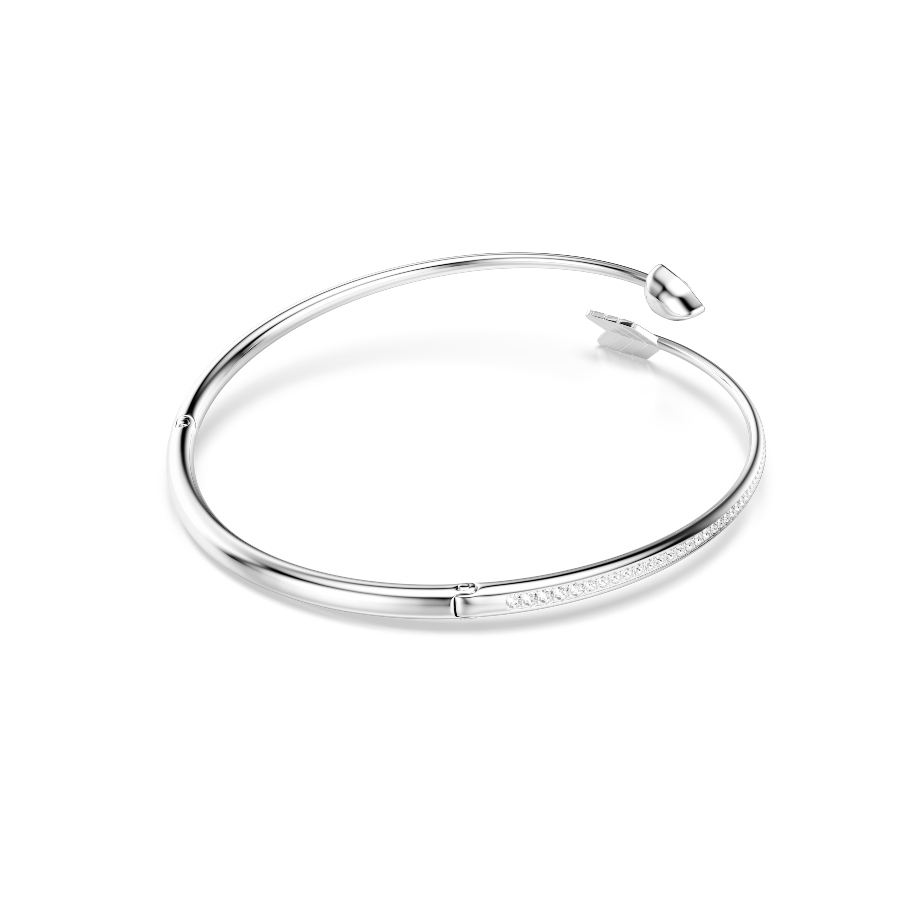 Choker, Mixed cuts, Arrow, White, Rhodium plated Idyllia Swarovski 5