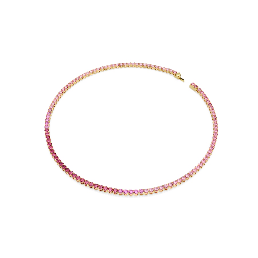 Necklace, Round cut, Pink, Gold-tone plated Matrix Swarovski 2