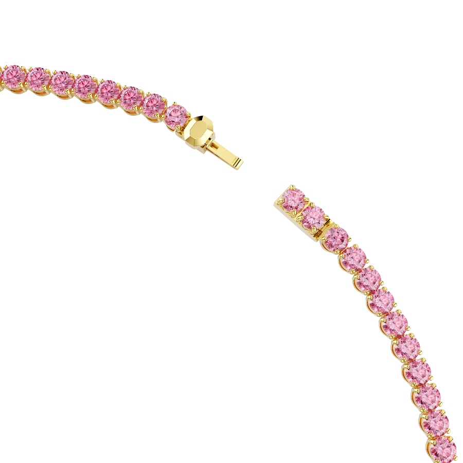 Necklace, Round cut, Pink, Gold-tone plated Matrix Swarovski 3