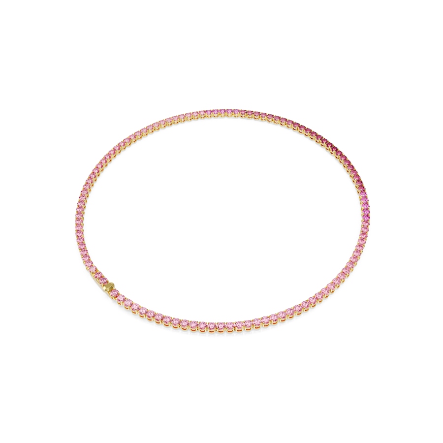 Necklace, Round cut, Pink, Gold-tone plated Matrix Swarovski 5