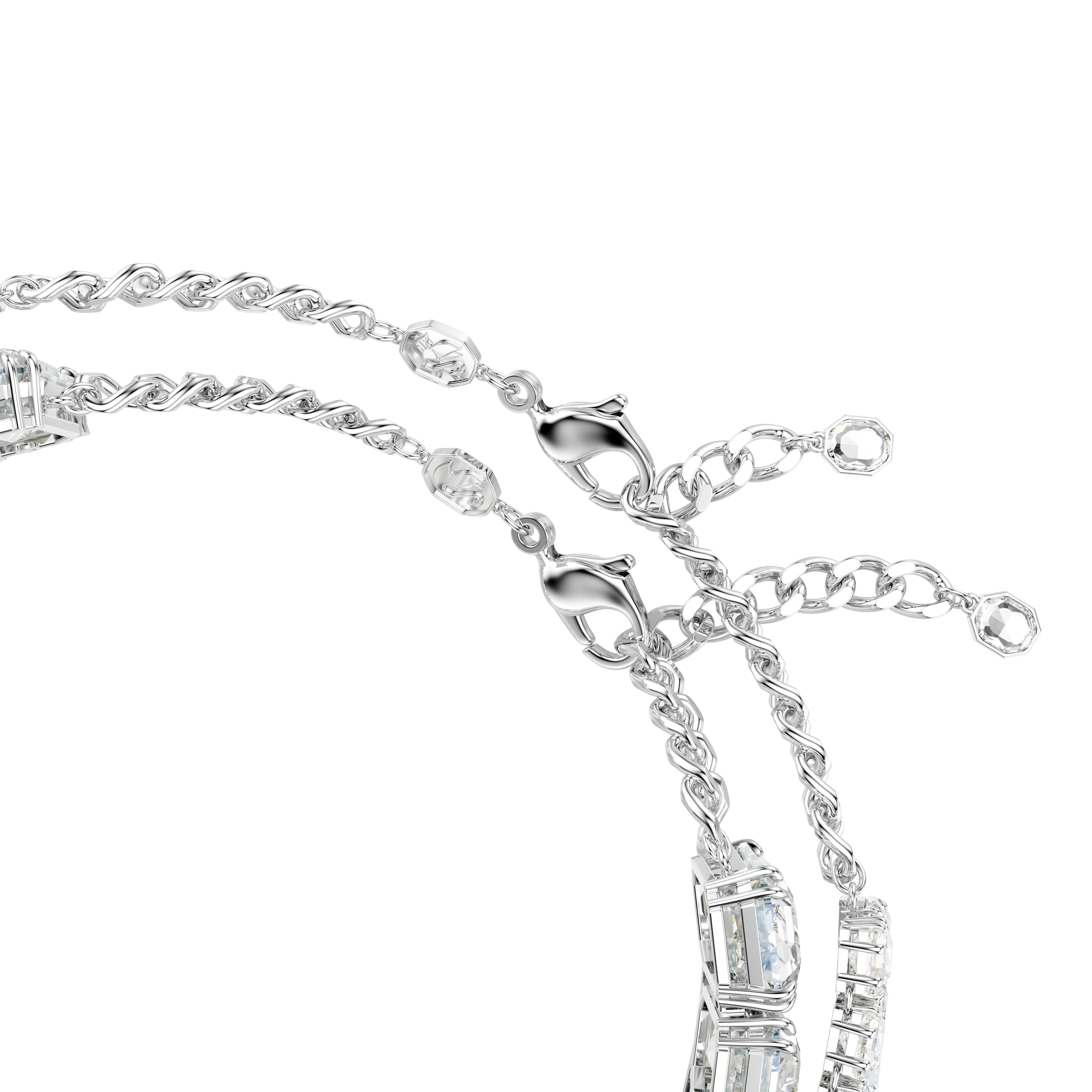 Layered necklace, Mixed cuts, White, Rhodium plated Millenia Swarovski 3