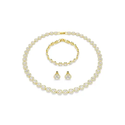 Set, Set (3), Round cut, White, Gold-tone plated Una Swarovski