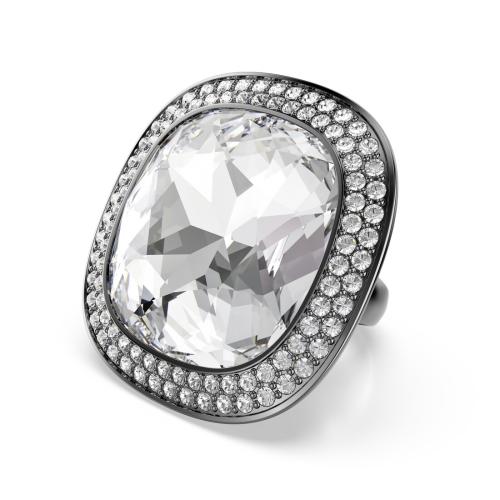 Kokteiļgredzens, Spilventiņu griezuma, Balts, Rutēnija pārklājums Una Swarovski
