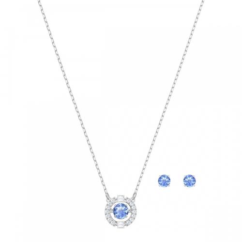 Dc Set, Blue, Rhodium plated Swarovski