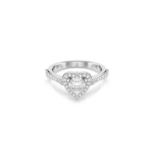 Motif ring, Mixed cuts, Heart, White, Rhodium plated Una Swarovski