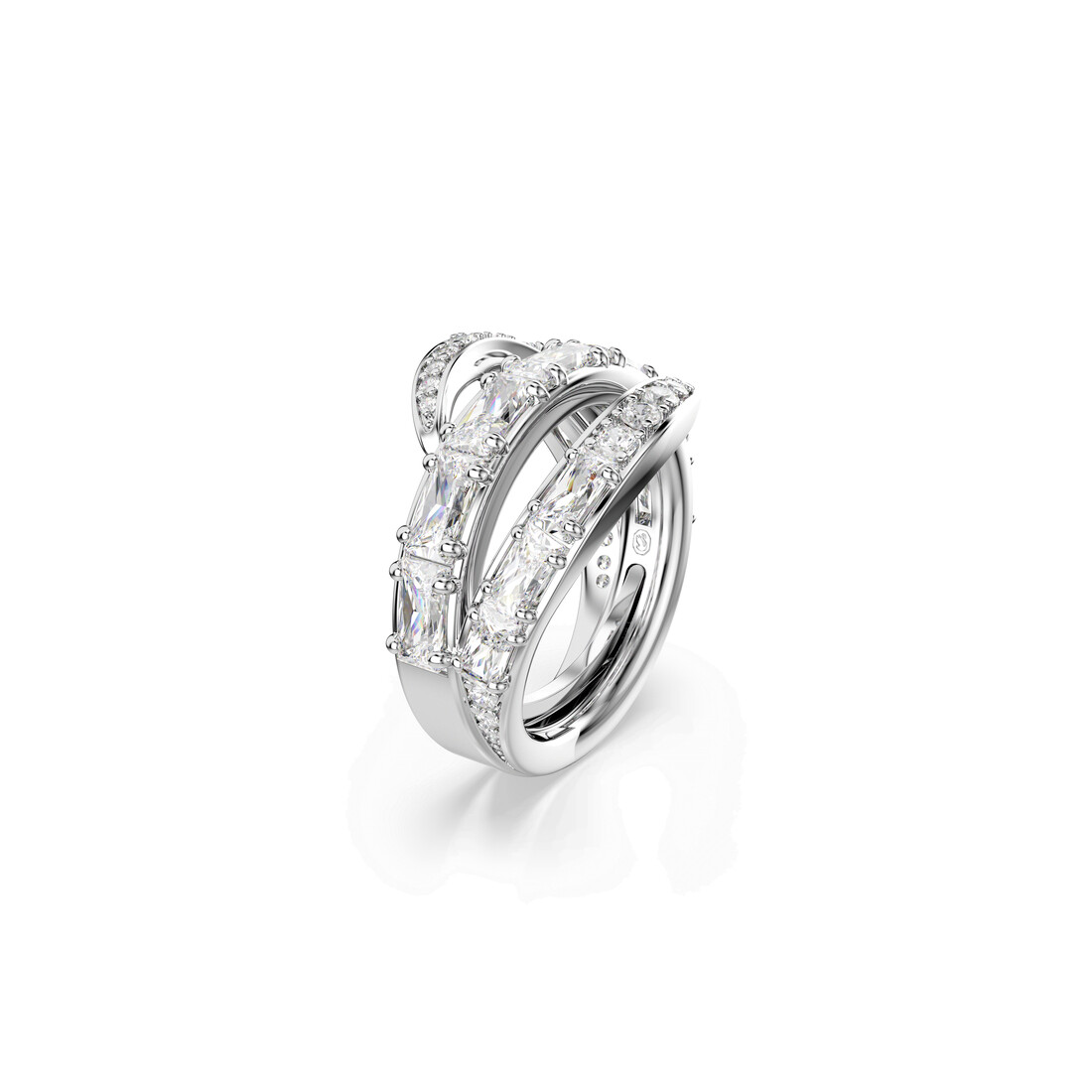 Ring, Mixed cuts, Swan, White, Rhodium plated Vienna Swarovski 2