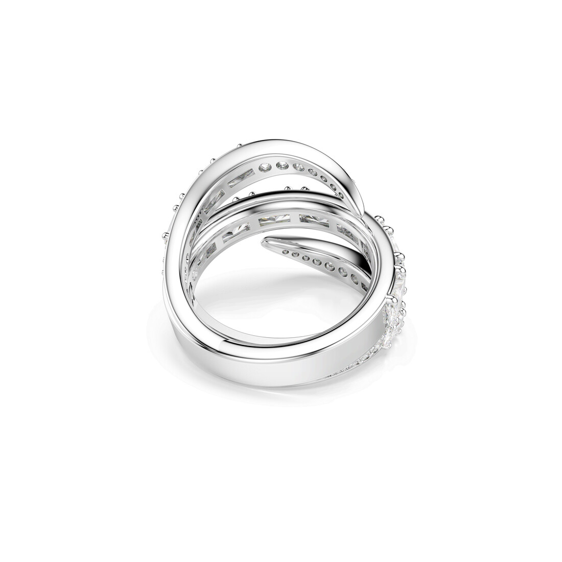 Ring, Mixed cuts, Swan, White, Rhodium plated Vienna Swarovski 4