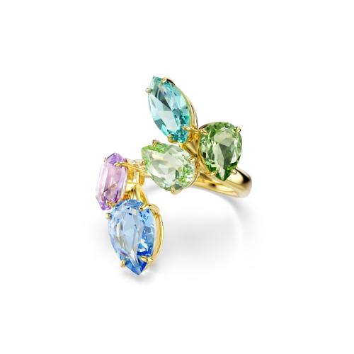 Motif ring, Mixed cuts, Multicolored, Gold-tone plated Gema Swarovski