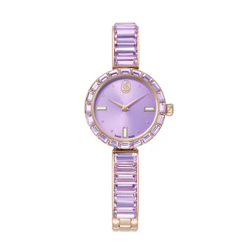 Watch, Swiss Made, Crystal bracelet, Purple, Champagne gold-tone finish Matrix Swarovski