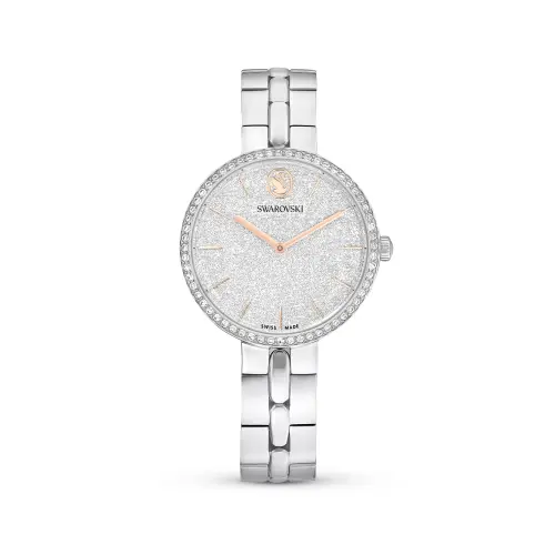 Pulkstenis, Ražots Šveicē, Metāliska aproce, Sudraba toņa, Nerūsējošs tērauds Cosmopolitan Swarovski