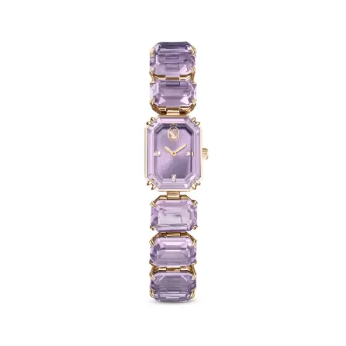 Watch, Octagon cut bracelet, Purple, Champagne gold-tone finish Millenia Swarovski