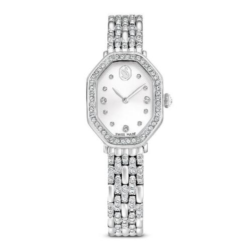 Octagon watch, Swiss Made, Metal bracelet, Silver tone, Stainless steel Dextera Swarovski
