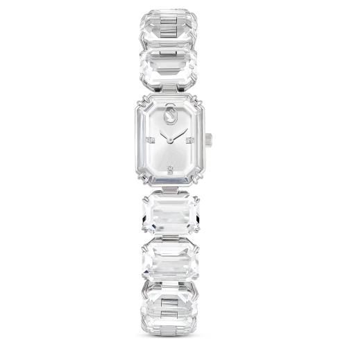 Watch, Octagon cut bracelet, White, Stainless steel