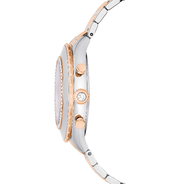 Chrono watch, Swiss Made, Metal bracelet, Rose gold tone, Mixed metal finish Octea Swarovski 4