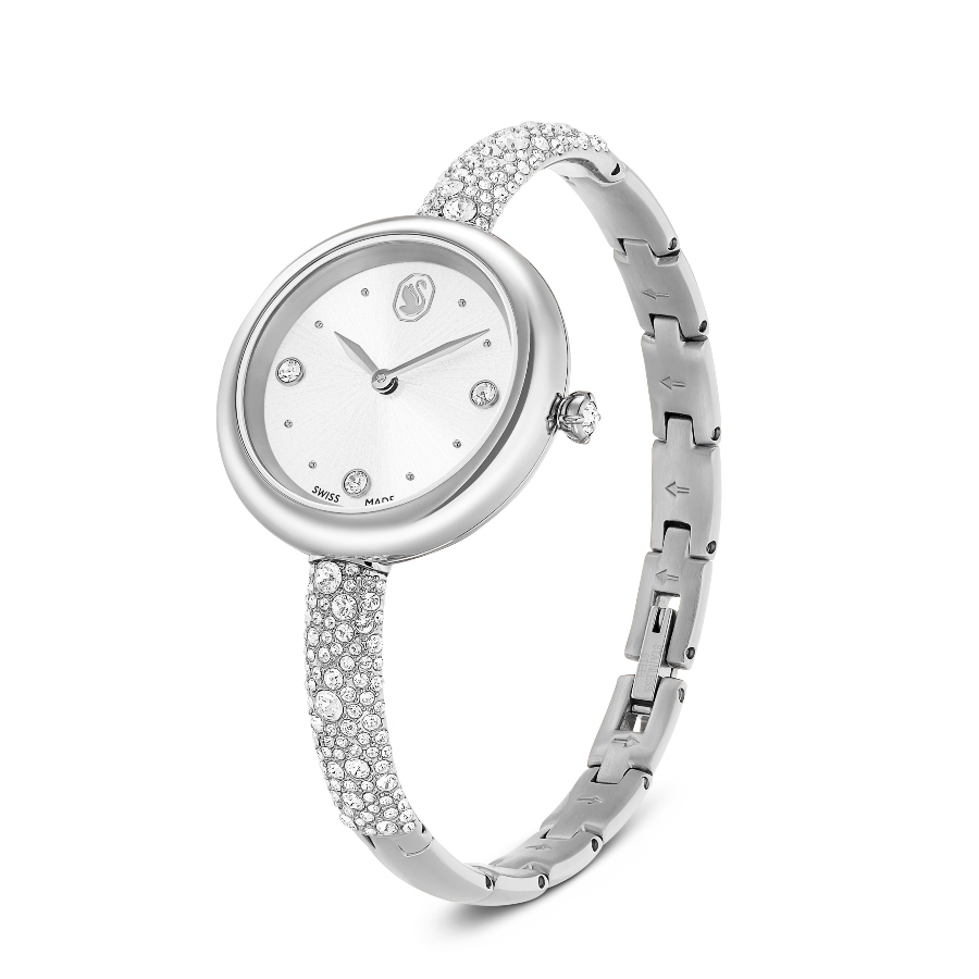 Bangle watch, Swiss Made, Metal bracelet, Silver tone, Stainless steel Sublima Swarovski 2