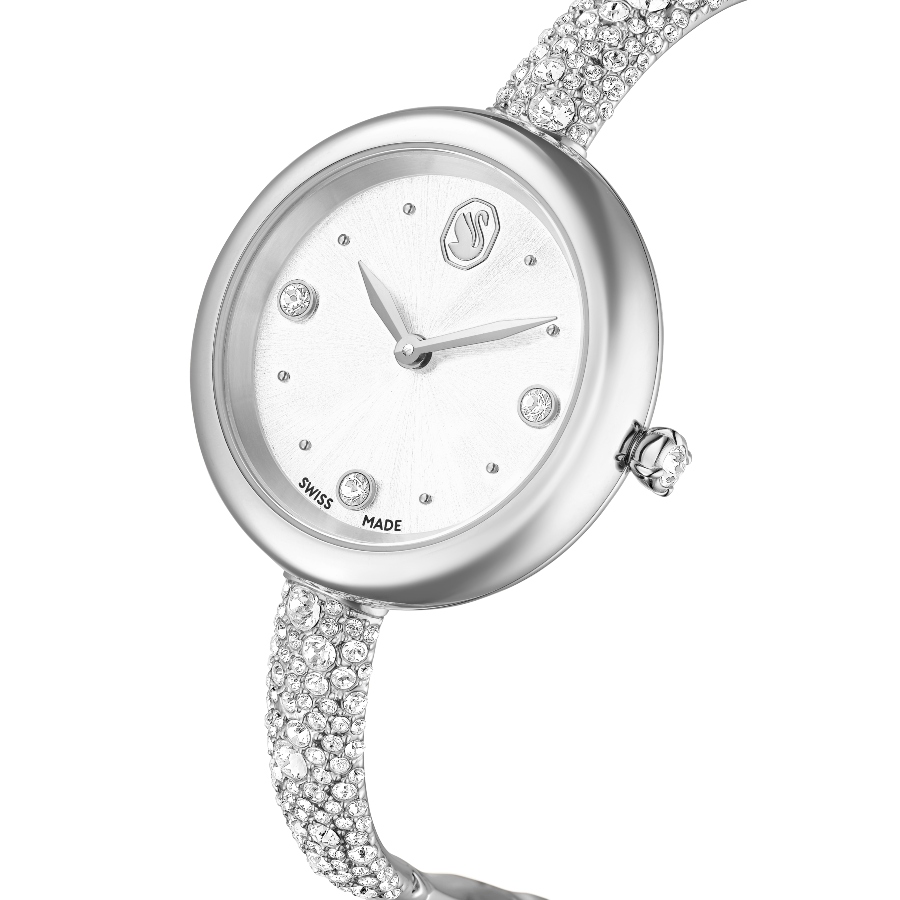Bangle watch, Swiss Made, Metal bracelet, Silver tone, Stainless steel Sublima Swarovski 4