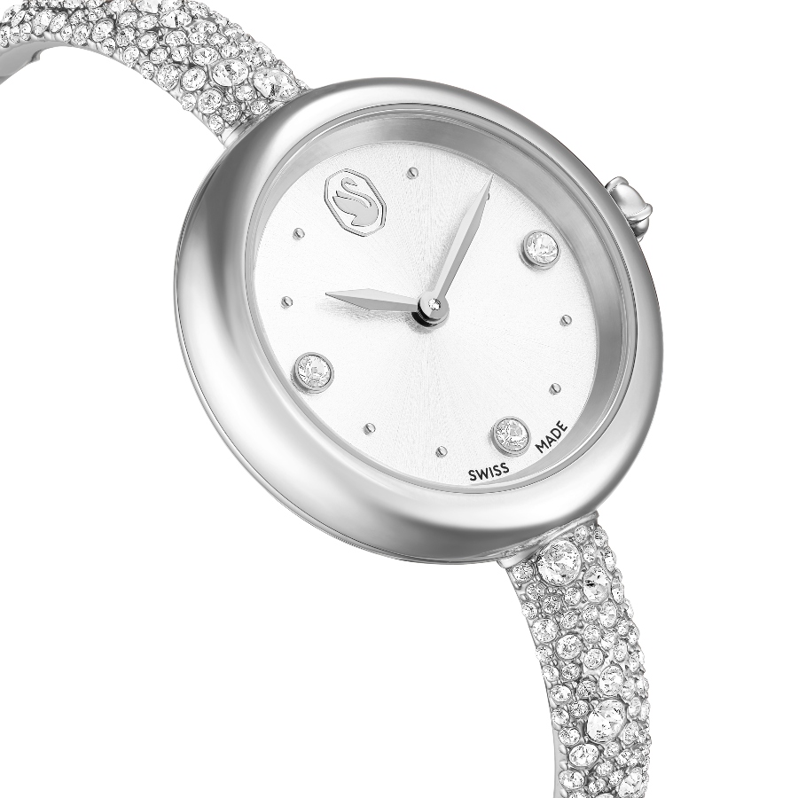 Bangle watch, Swiss Made, Metal bracelet, Silver tone, Stainless steel Sublima Swarovski 6