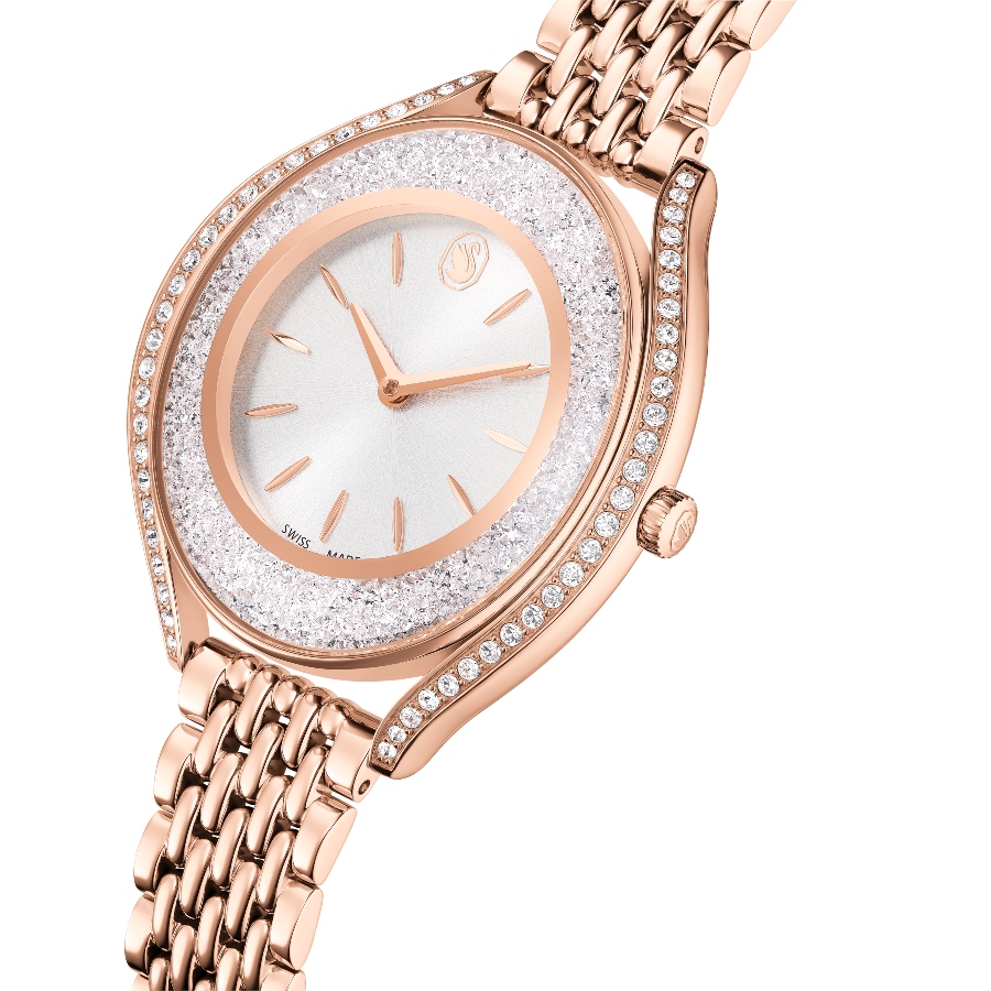 Watch, Swiss Made, Metal bracelet, Rose gold tone, Rose gold-tone finish Crystalline Swarovski 4