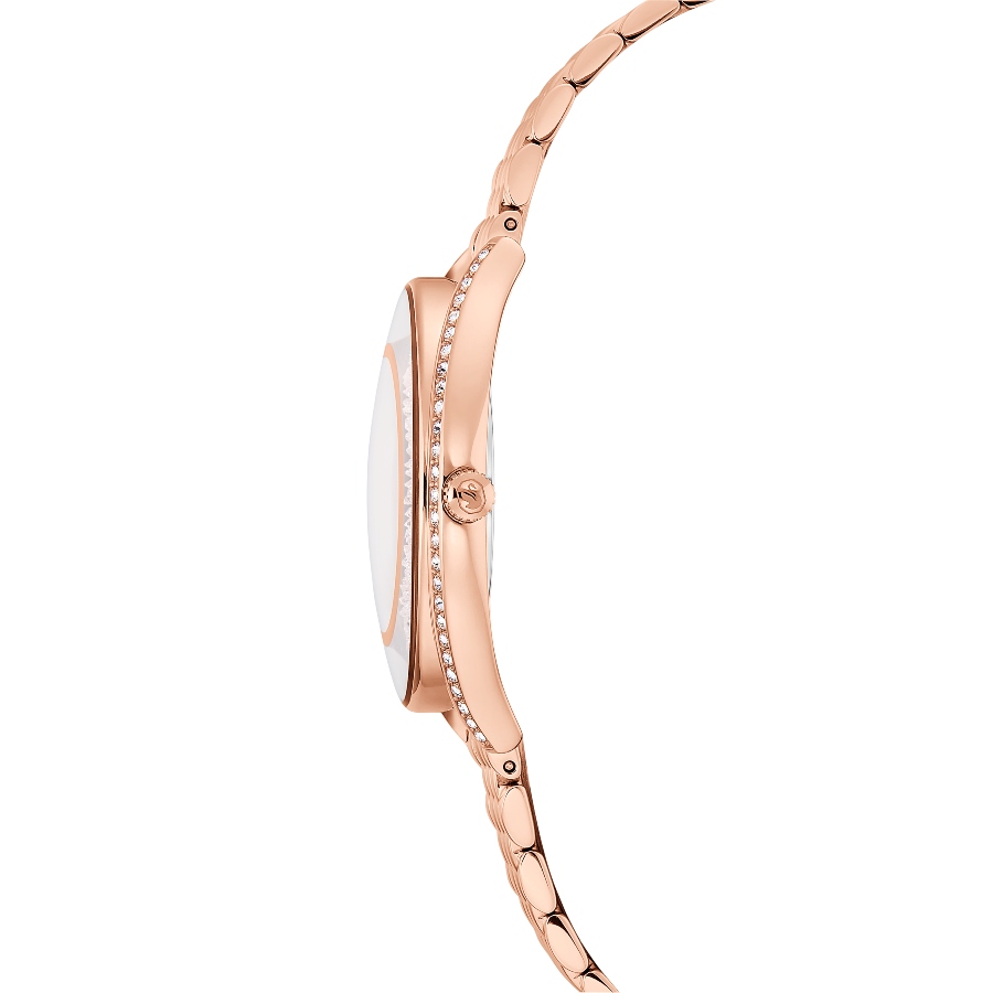 Watch, Swiss Made, Metal bracelet, Rose gold tone, Rose gold-tone finish Crystalline Swarovski 5