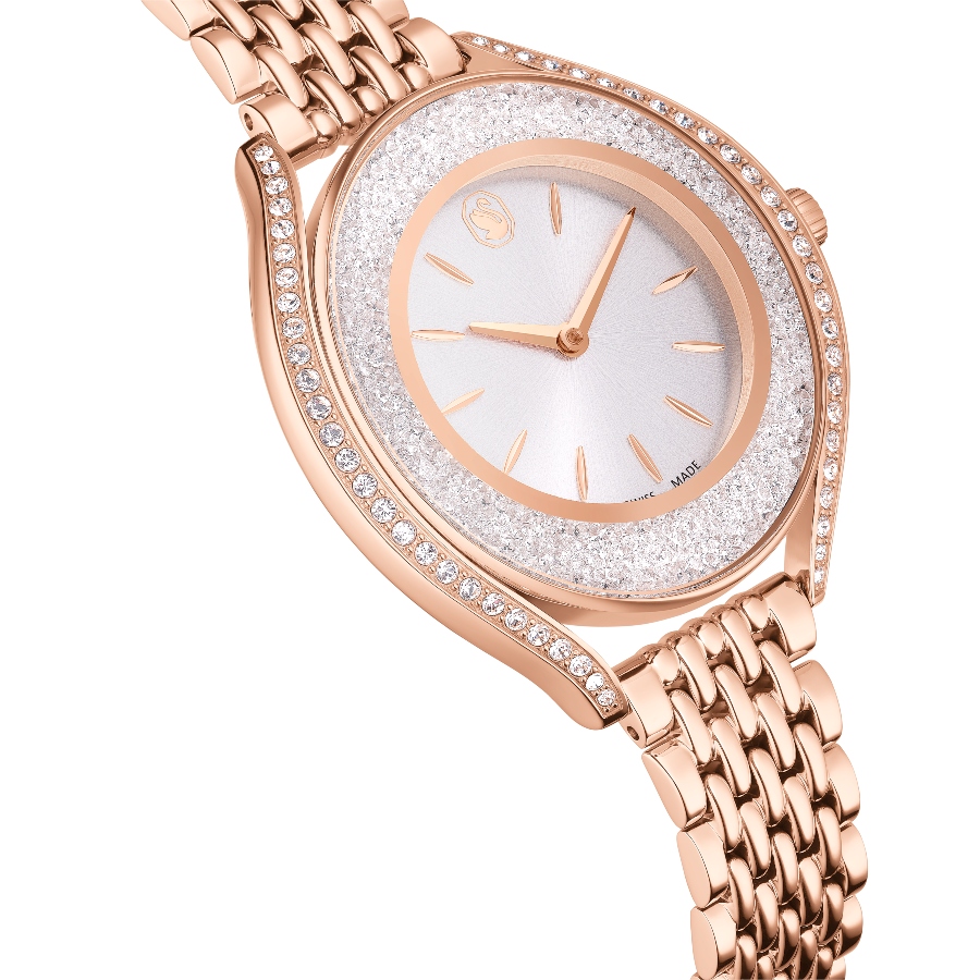 Watch, Swiss Made, Metal bracelet, Rose gold tone, Rose gold-tone finish Crystalline Swarovski 6