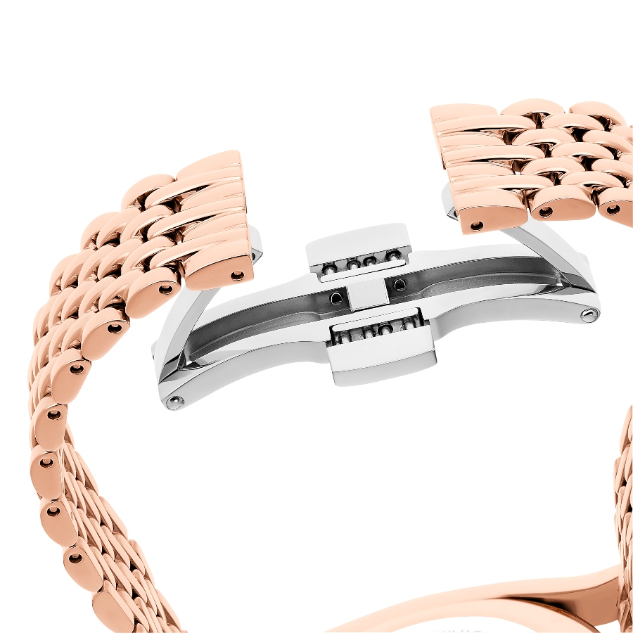 Watch, Swiss Made, Metal bracelet, Rose gold tone, Rose gold-tone finish Crystalline Swarovski 7