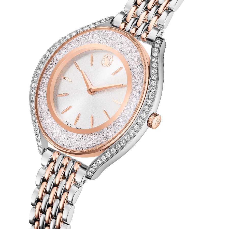 Watch, Swiss Made, Metal bracelet, Rose gold tone, Mixed metal finish Crystalline Swarovski 4