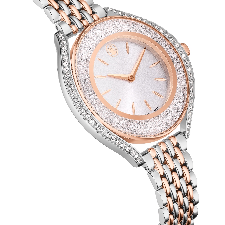Watch, Swiss Made, Metal bracelet, Rose gold tone, Mixed metal finish Crystalline Swarovski 6
