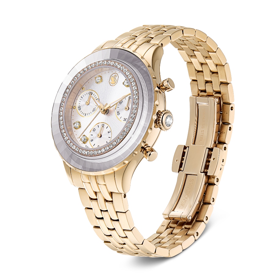 Watch, Swiss Made, Metal bracelet, Gold tone, Champagne gold-tone finish Octea Swarovski 2
