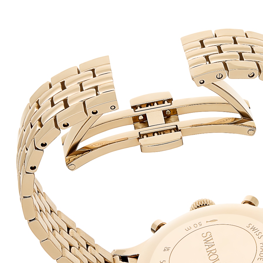Watch, Swiss Made, Metal bracelet, Gold tone, Champagne gold-tone finish Octea Swarovski 7