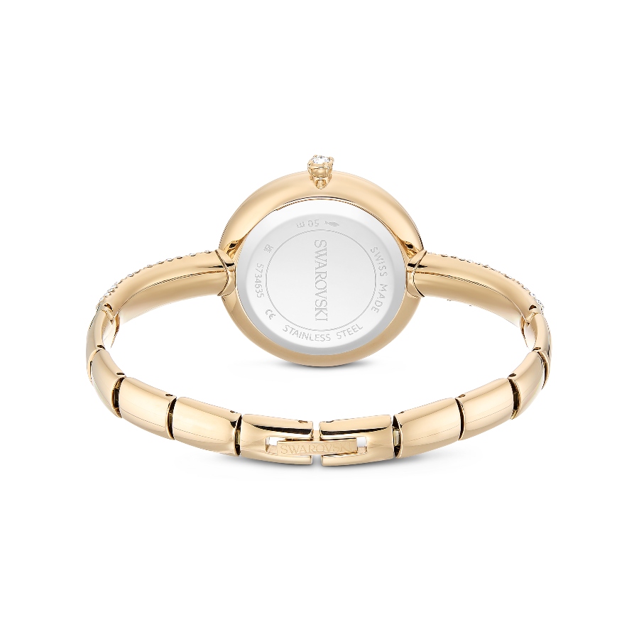 Bangle watch, Swiss Made, Metal bracelet, Gold tone, Champagne gold-tone finish Sublima Swarovski 3