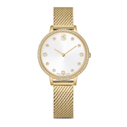 Watch, Swiss Made, Metal bracelet, Gold tone, Gold-tone finish Clarica Swarovski