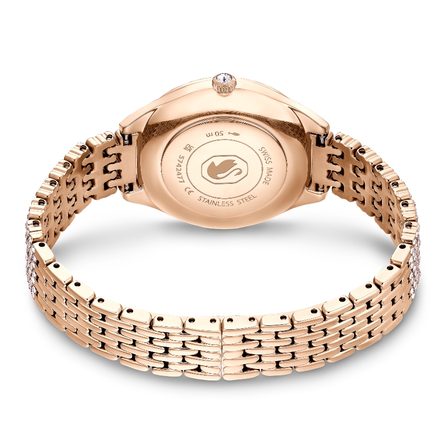 Watch, Swiss Made, Metal bracelet, Rose gold tone, Rose gold-tone finish Attract Swarovski 3