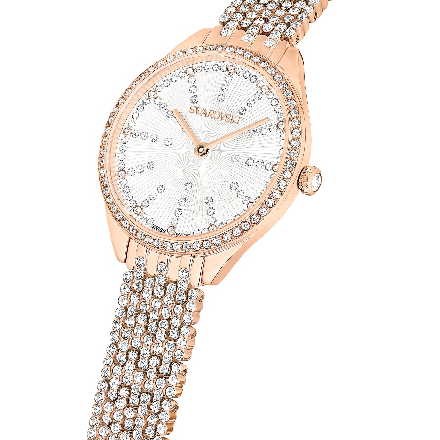 Watch, Swiss Made, Metal bracelet, Rose gold tone, Rose gold-tone finish Attract Swarovski 4