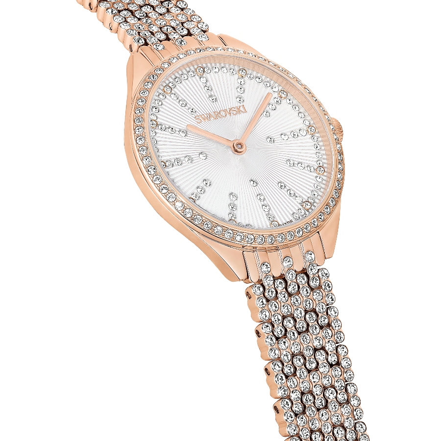 Watch, Swiss Made, Metal bracelet, Rose gold tone, Rose gold-tone finish Attract Swarovski 5