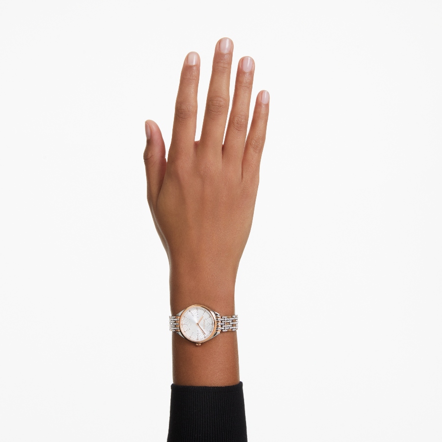 Watch, Swiss Made, Metal bracelet, Rose gold tone, Rose gold-tone finish Attract Swarovski 8