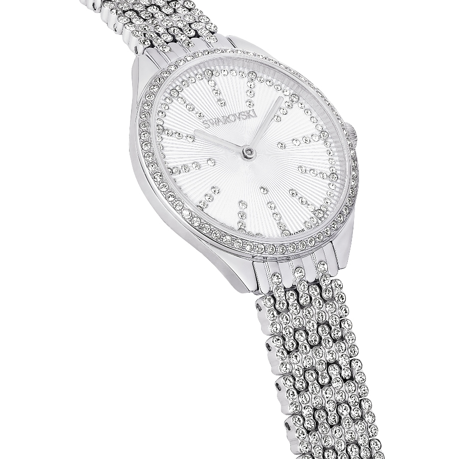 Watch, Swiss Made, Metal bracelet, Silver tone, Stainless steel Attract Swarovski 5