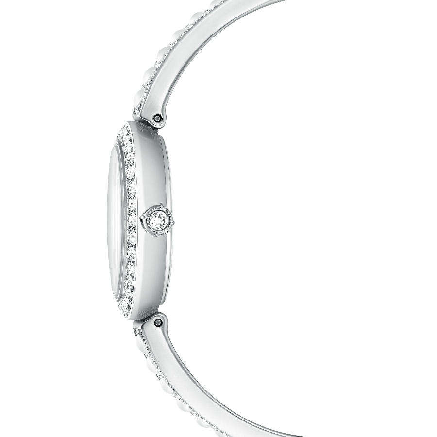 Bangle watch, Swiss Made, Crystal bracelet, White, Stainless steel Matrix Swarovski 5