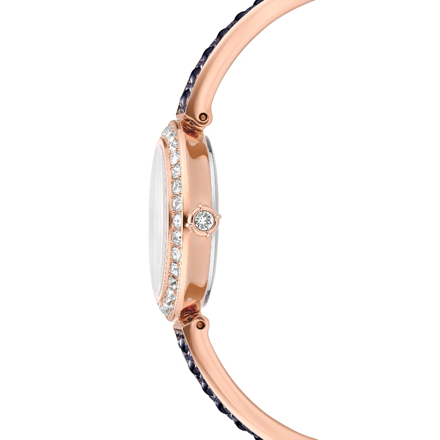 Bangle watch, Swiss Made, Crystal bracelet, Black, Rose gold-tone finish Matrix Swarovski 5