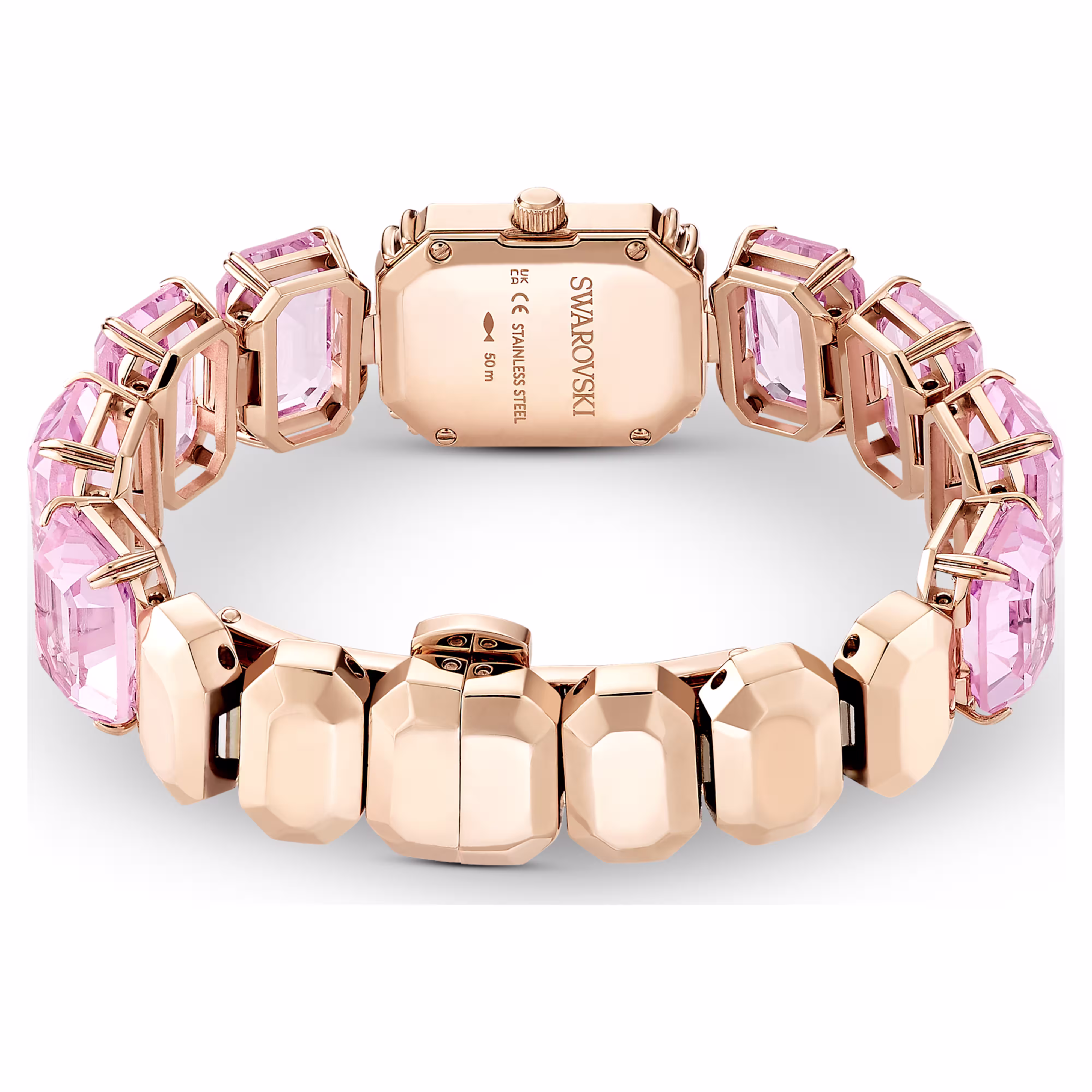Watch, Octagon cut bracelet, Pink, Rose gold-tone finish Millenia Swarovski 4