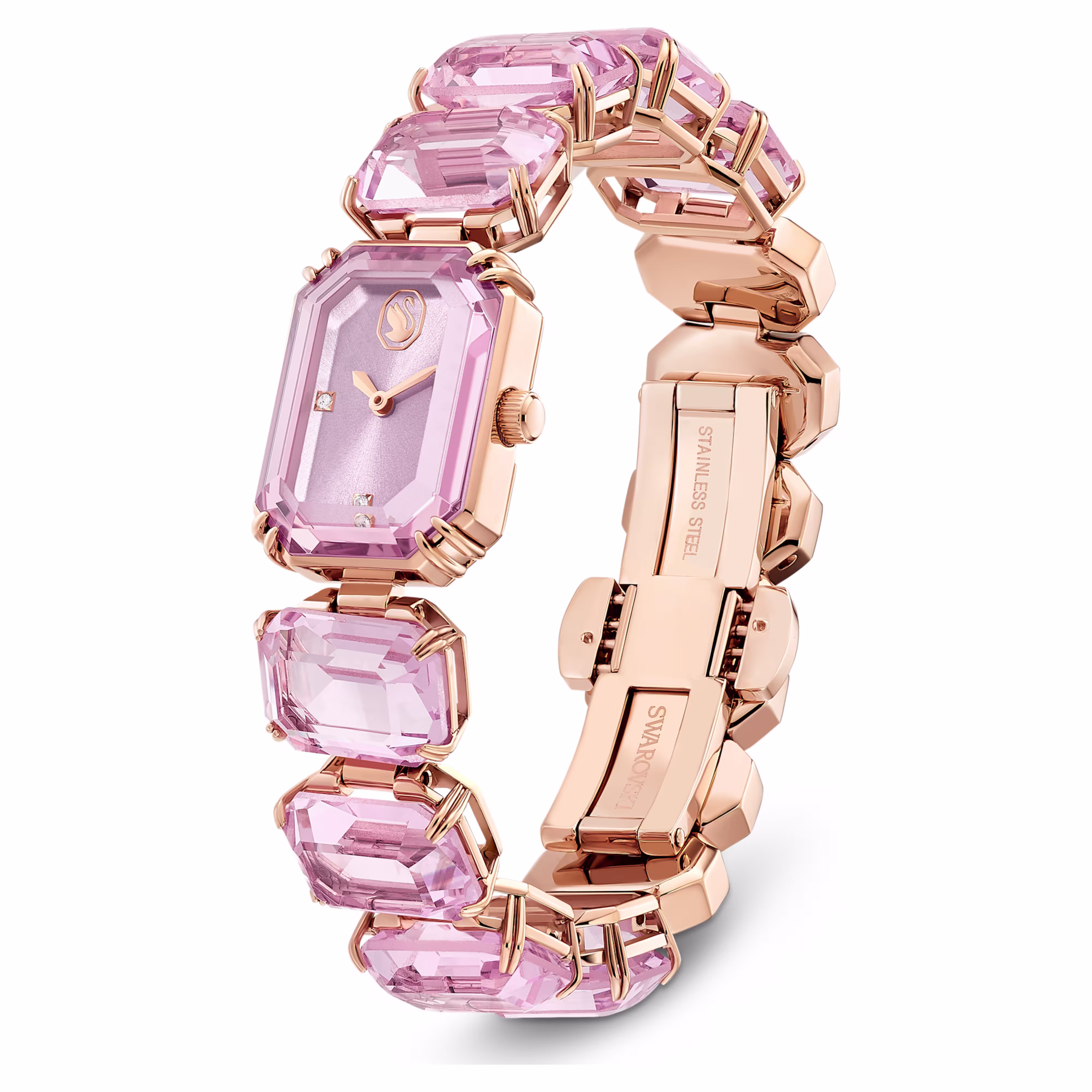 Watch, Octagon cut bracelet, Pink, Rose gold-tone finish Millenia Swarovski 5