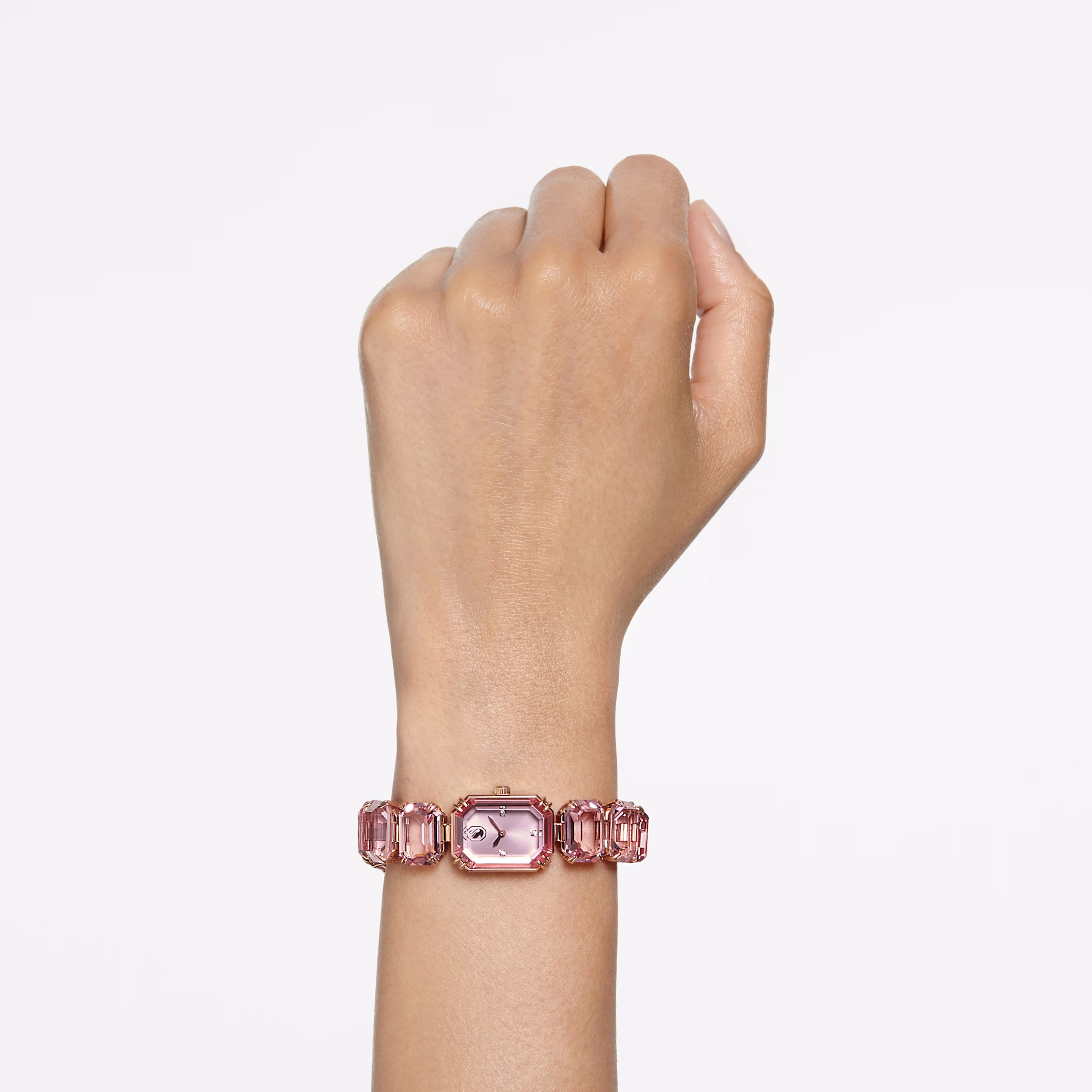 Watch, Octagon cut bracelet, Pink, Rose gold-tone finish Millenia Swarovski 6