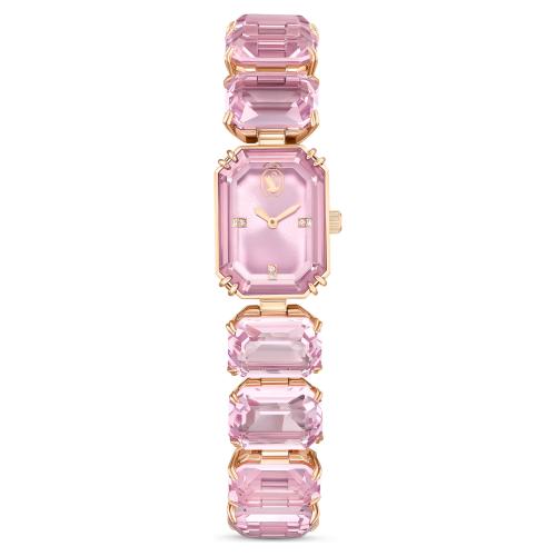 Watch, Octagon cut bracelet, Pink, Rose gold-tone finish Millenia Swarovski