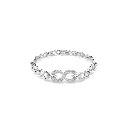 Bracelet, Round cut, White, Rhodium plated