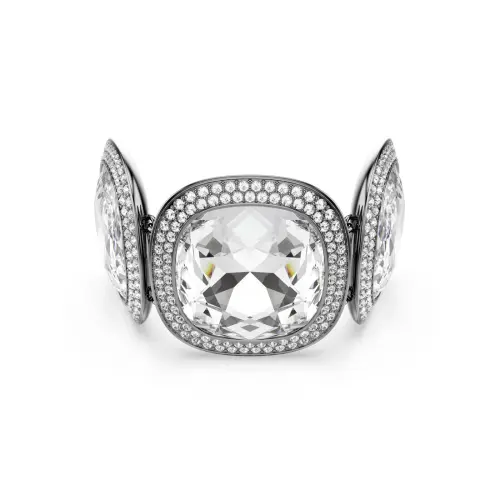 Rokassprādze, Spilventiņu griezuma, Balts, Rutēnija pārklājums Una Swarovski