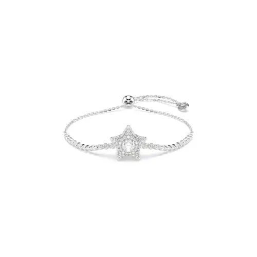 Браслет, Круглая огранка, Звезда, Белый, Родиевое покрытие Sublima Swarovski